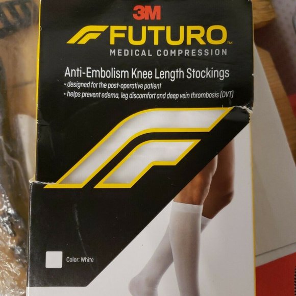 Futuro Anti-Embolism Stockings, Knee Length Closed Toe, White, Medium, Moderate - Picture 1 of 1